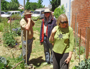 Maureen Corbett and friends from Relocalise Hepburn turn a vacant lot into a community garden.